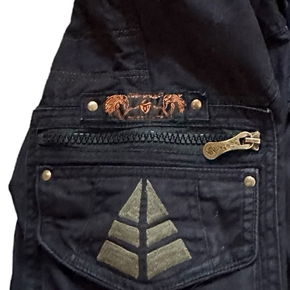 INDIAN PROJECT Mens' Black Casual Cargo Shorts Size M Emo Goth Skater Biker Punk - Picture 3 of 6